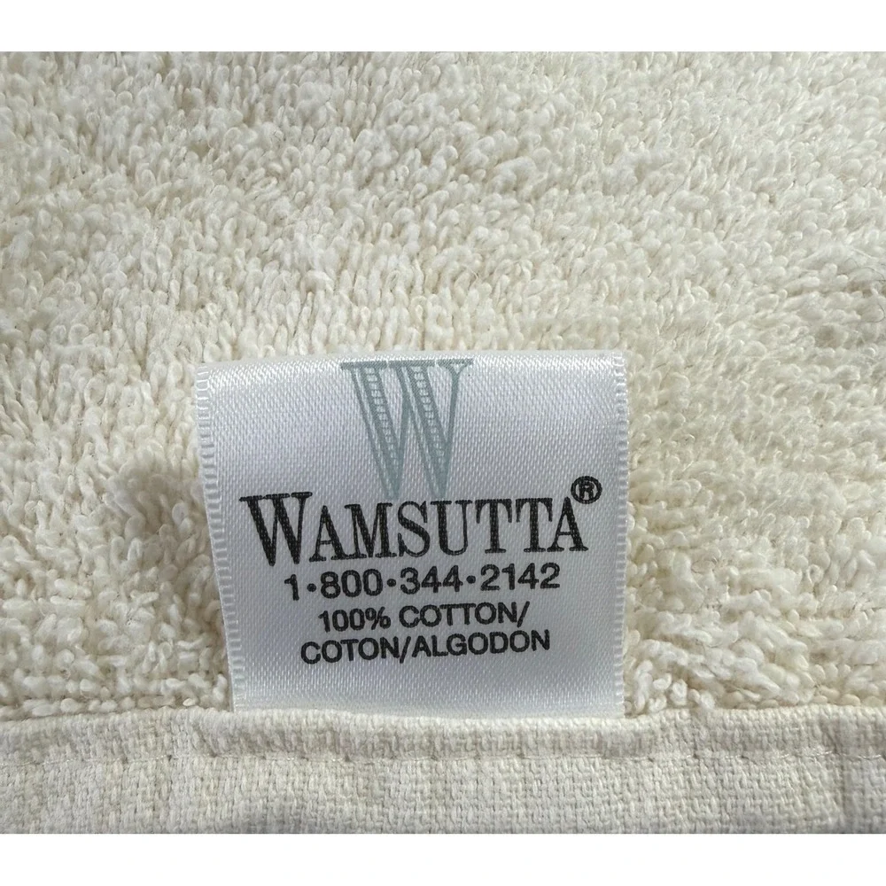 Wamsutta Palm Tree Embroidered Cotton Hand Towel Cream Tropical Coastal USA Made